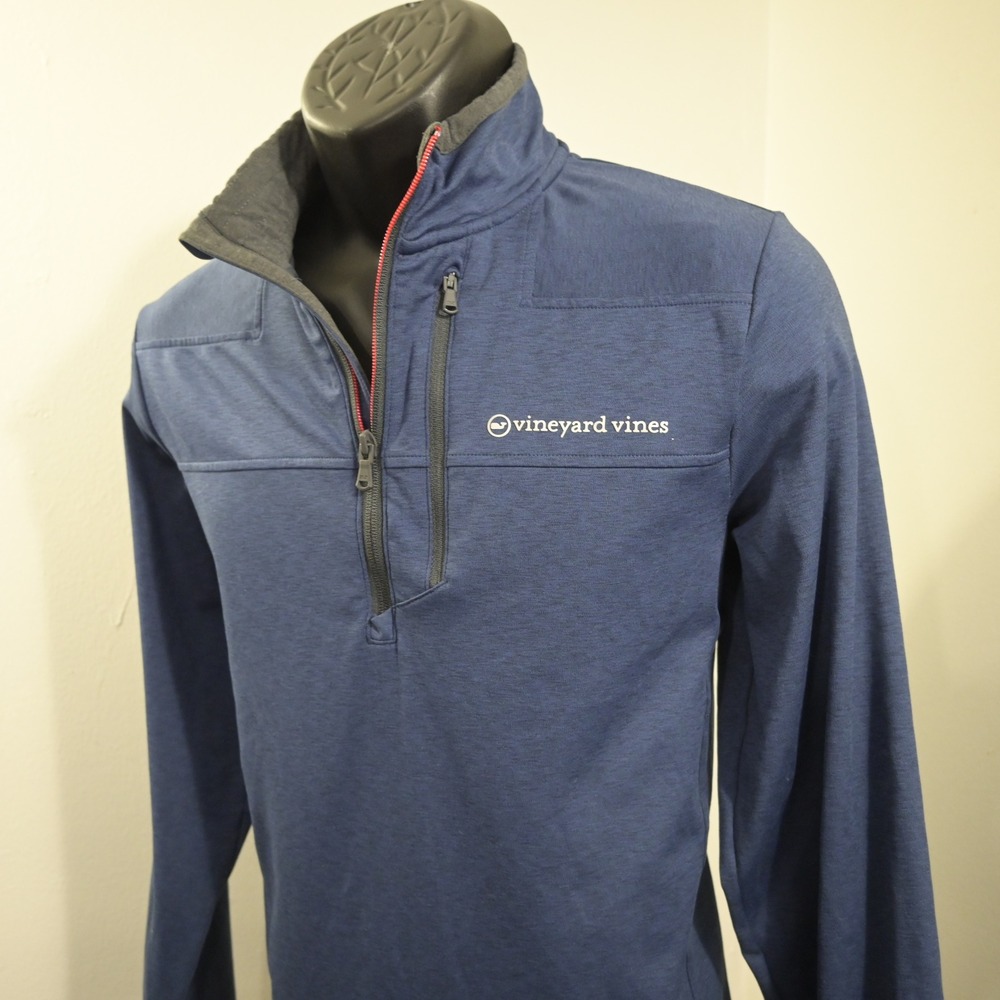 Vineyard Vines On-The-Go Shep Shirt Mens Small Blue Quarter Zip Pullover